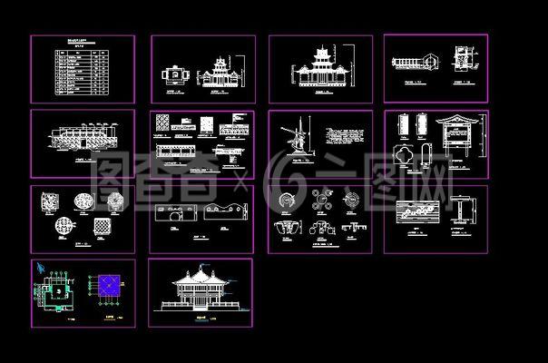 园林建筑及小品设计图纸cad装修设计